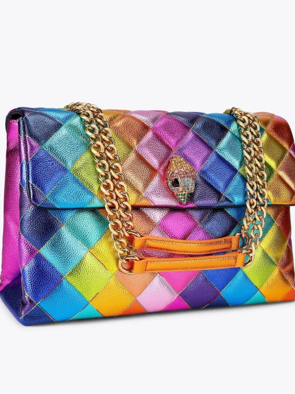 Kurt Geiger XXL Rainbow Multicolor Leather Chain Shoulder Bag NWT - Picture 7 of 17